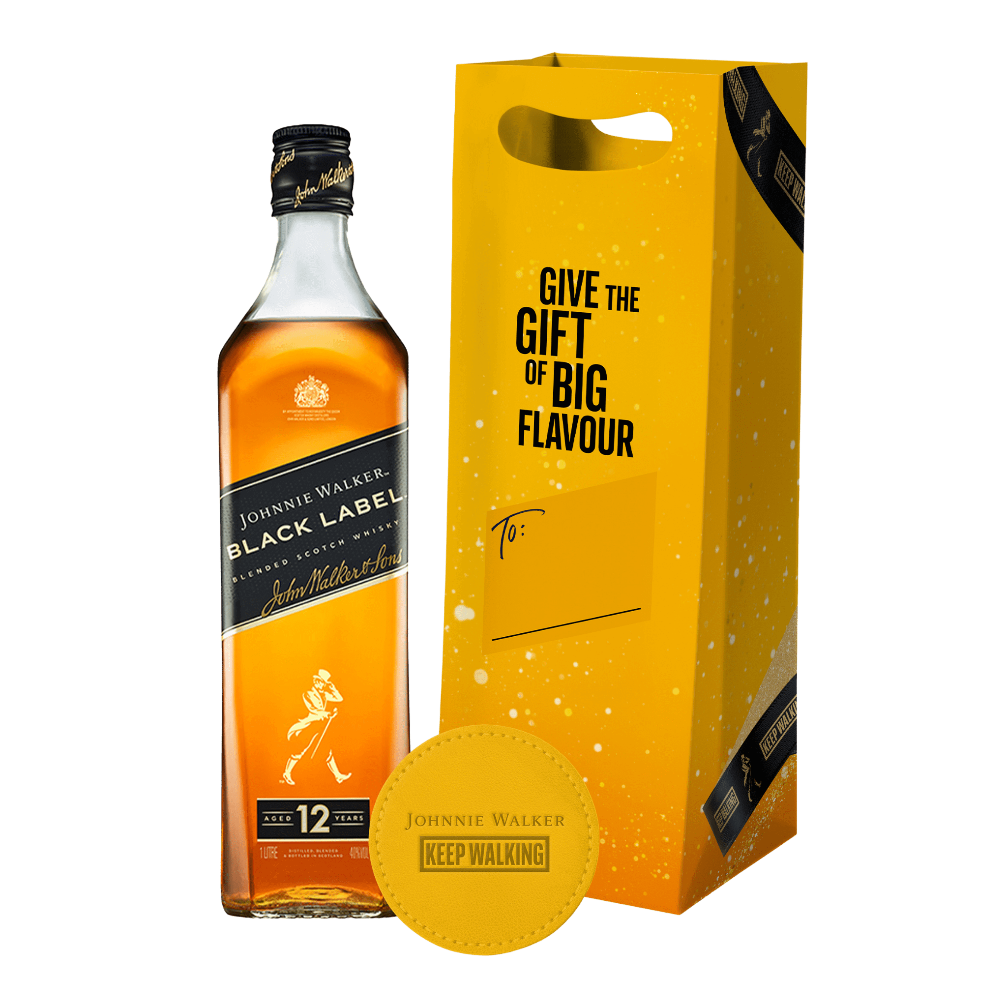 Johnnie Walker Black Label Blended Scotch Whisky 1L + Johnnie Walker G