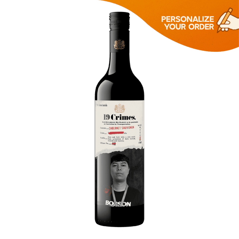 19 Crimes Cabernet Sauvignon Australian Red Wine 750ml Personalized Bottle at ₱739.00 | Boozy.ph