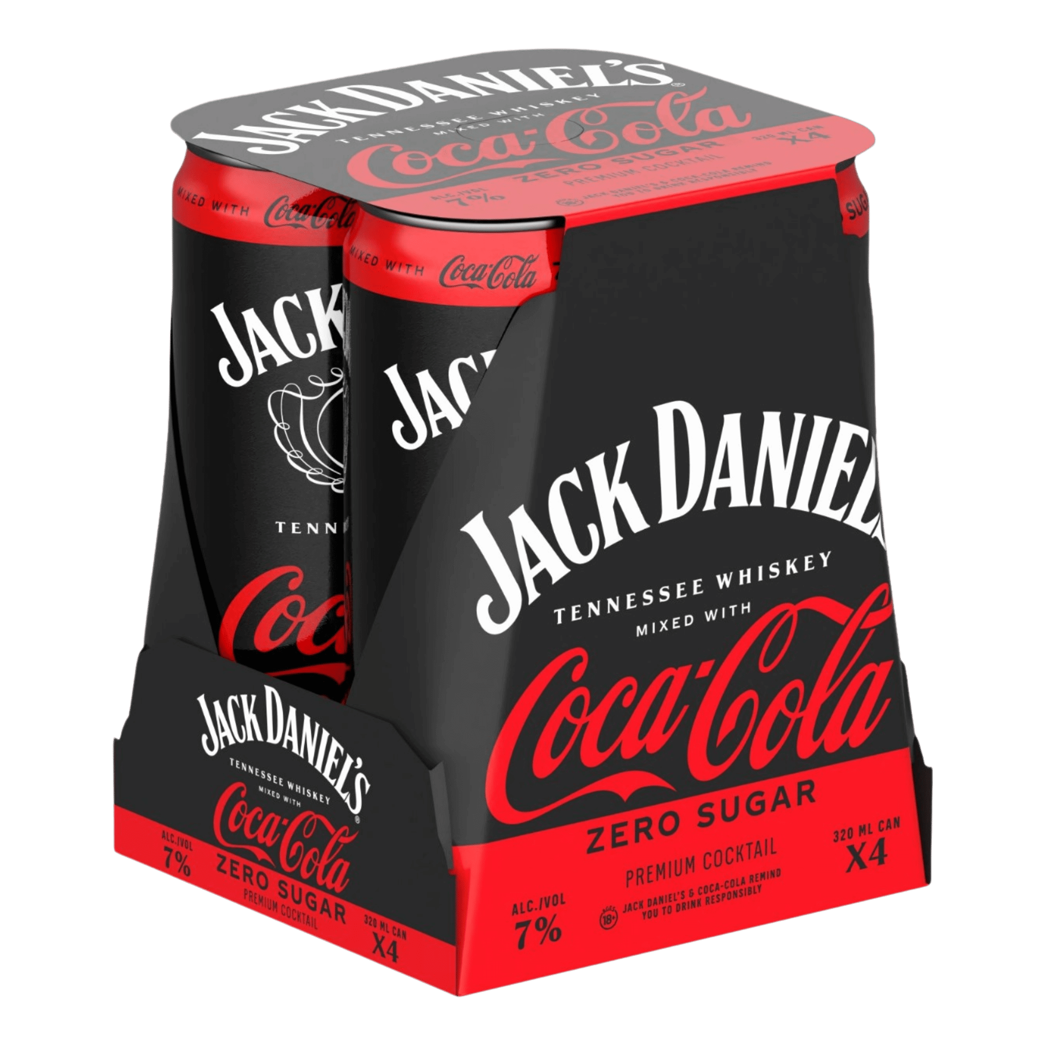 Jack & Coke Zero Sugar 320ml Can 4-Pack at ₱440.00 | Boozy.ph