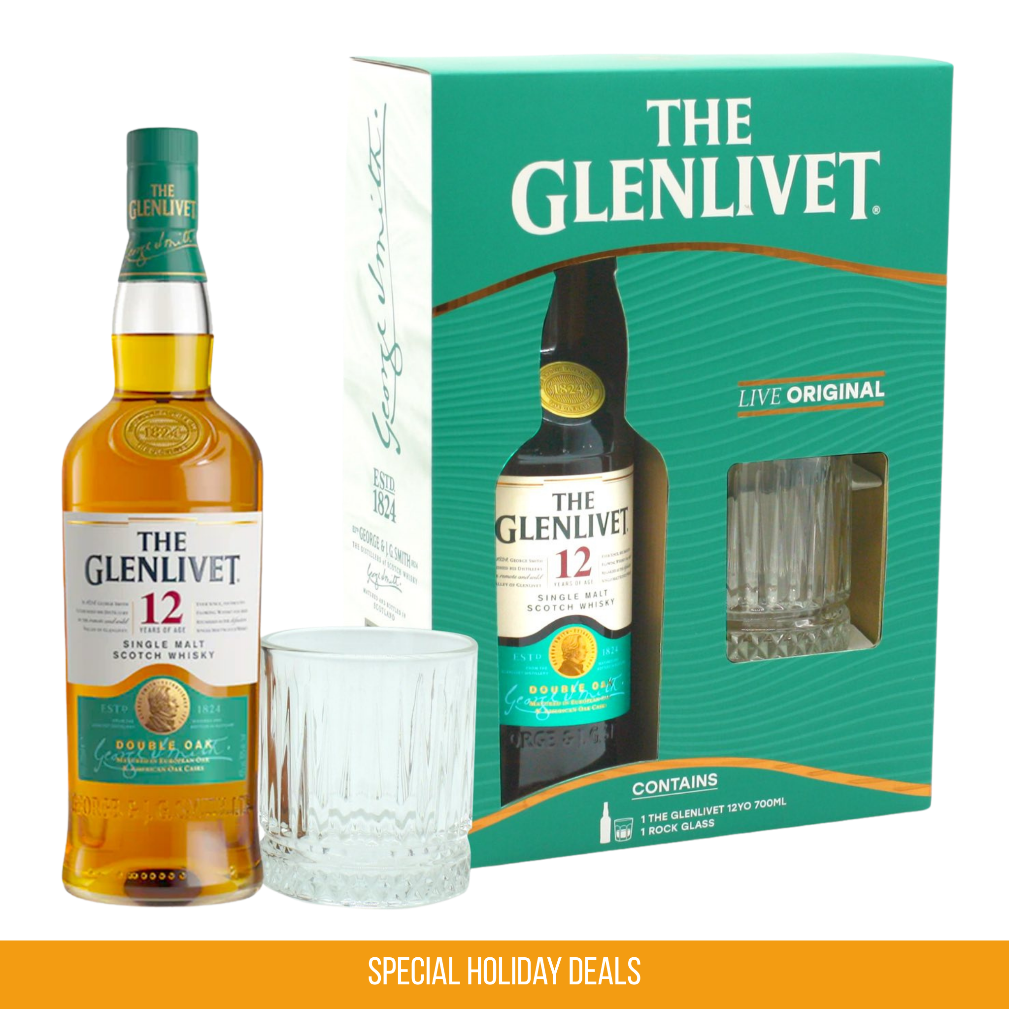 Glenlivet 12yo 700ml with (1) Rock Glass