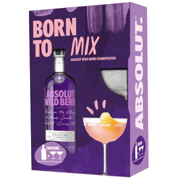 Absolut Wild Berri Flavored Vodka 1L Coup Glass Pack