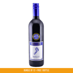 Barefoot Merlot Californian Red Wine 750ml Bundle of 12 + Free 1 Bottle
