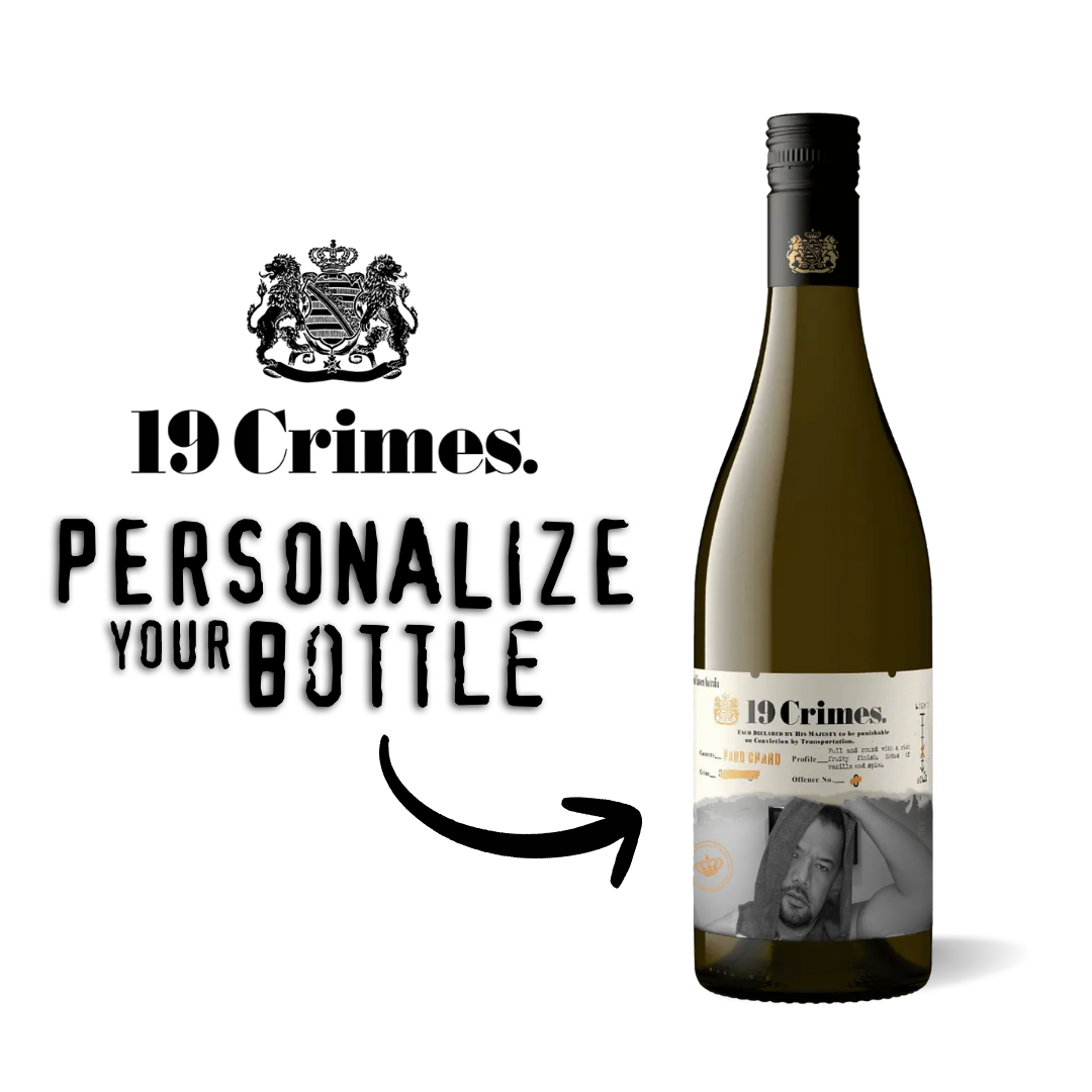 19 Crimes Hard Chardonnay Australian White Wine 750ml Personalized Bottle