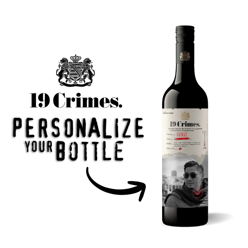 19 Crimes Shiraz Australian Red Wine 750ml Personalized Bottle