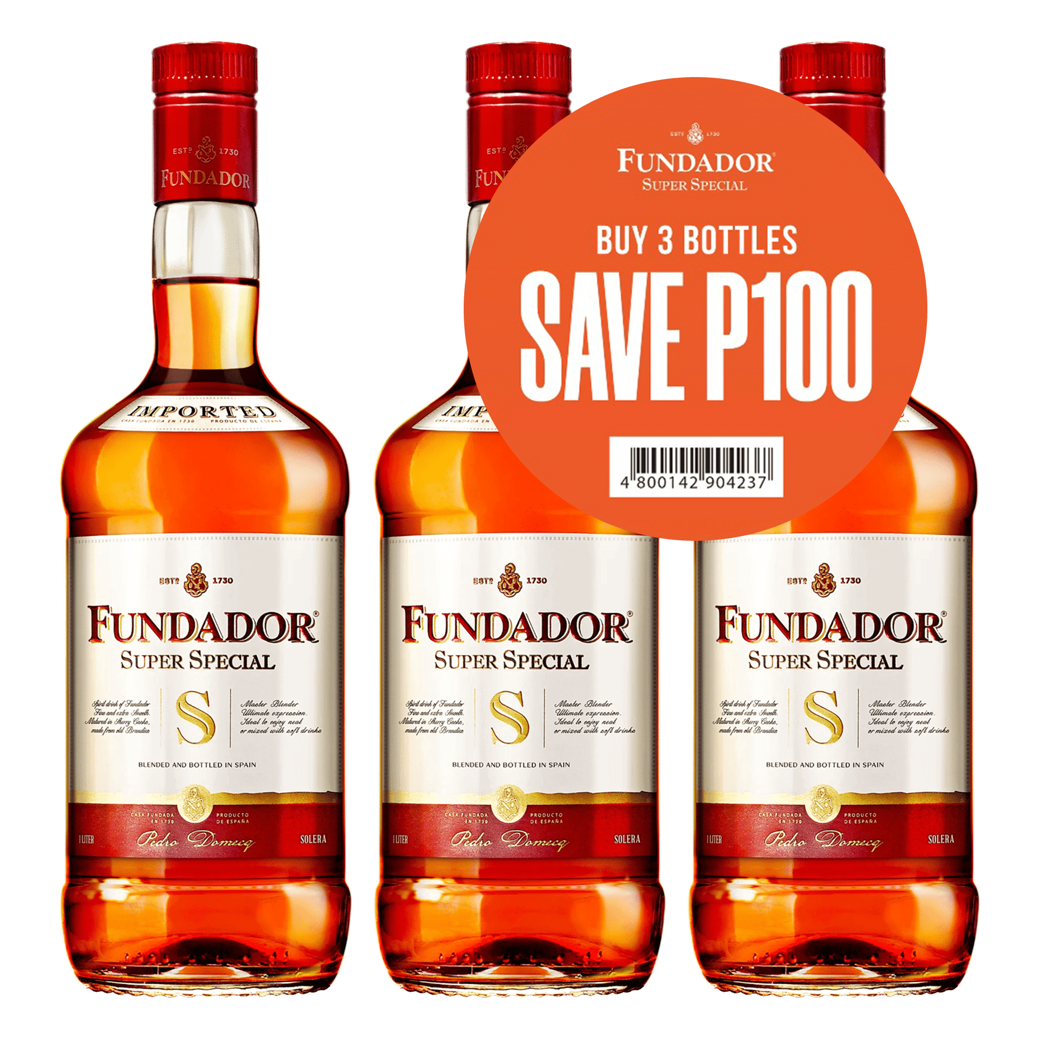 Fundador Super Special Brandy 1L Saver Pack at ₱887.00 | Boozy.ph