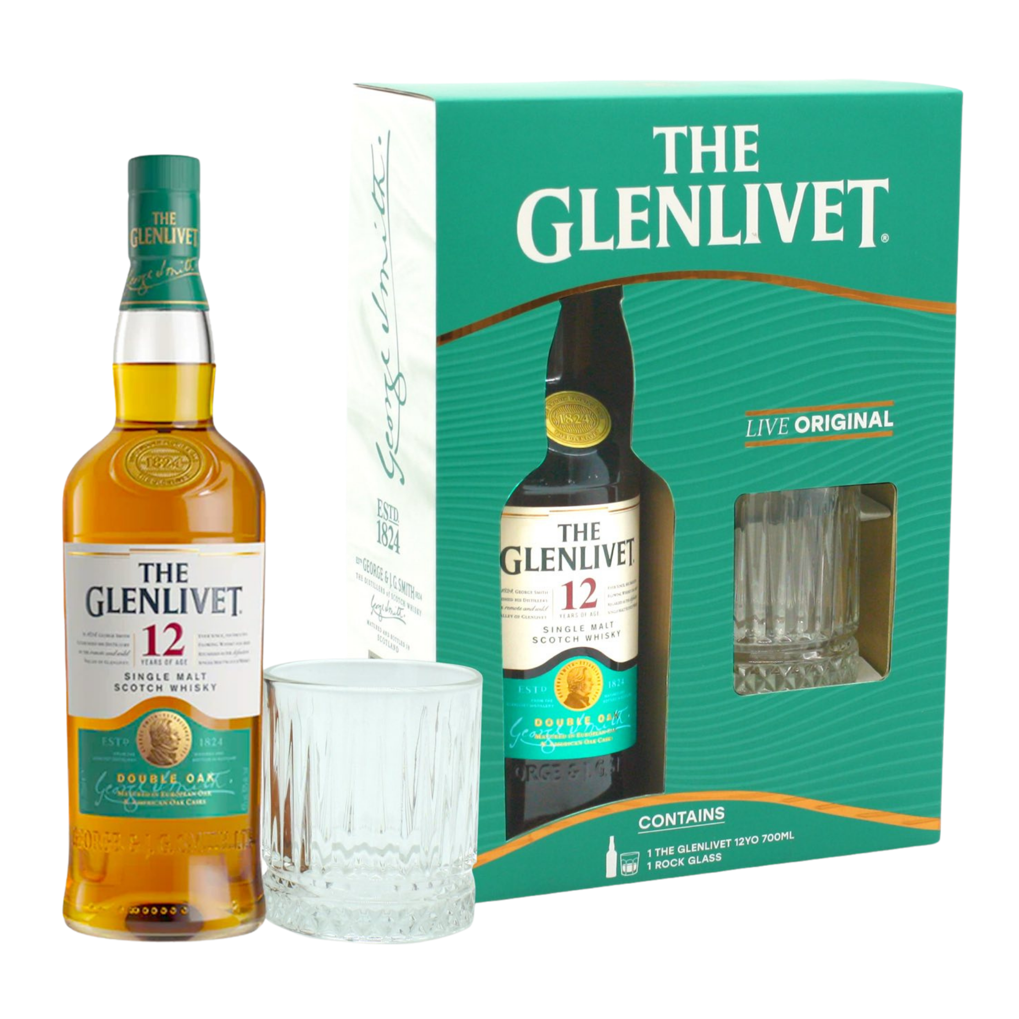 Glenlivet 12yo 700ml with (1) Rock Glass