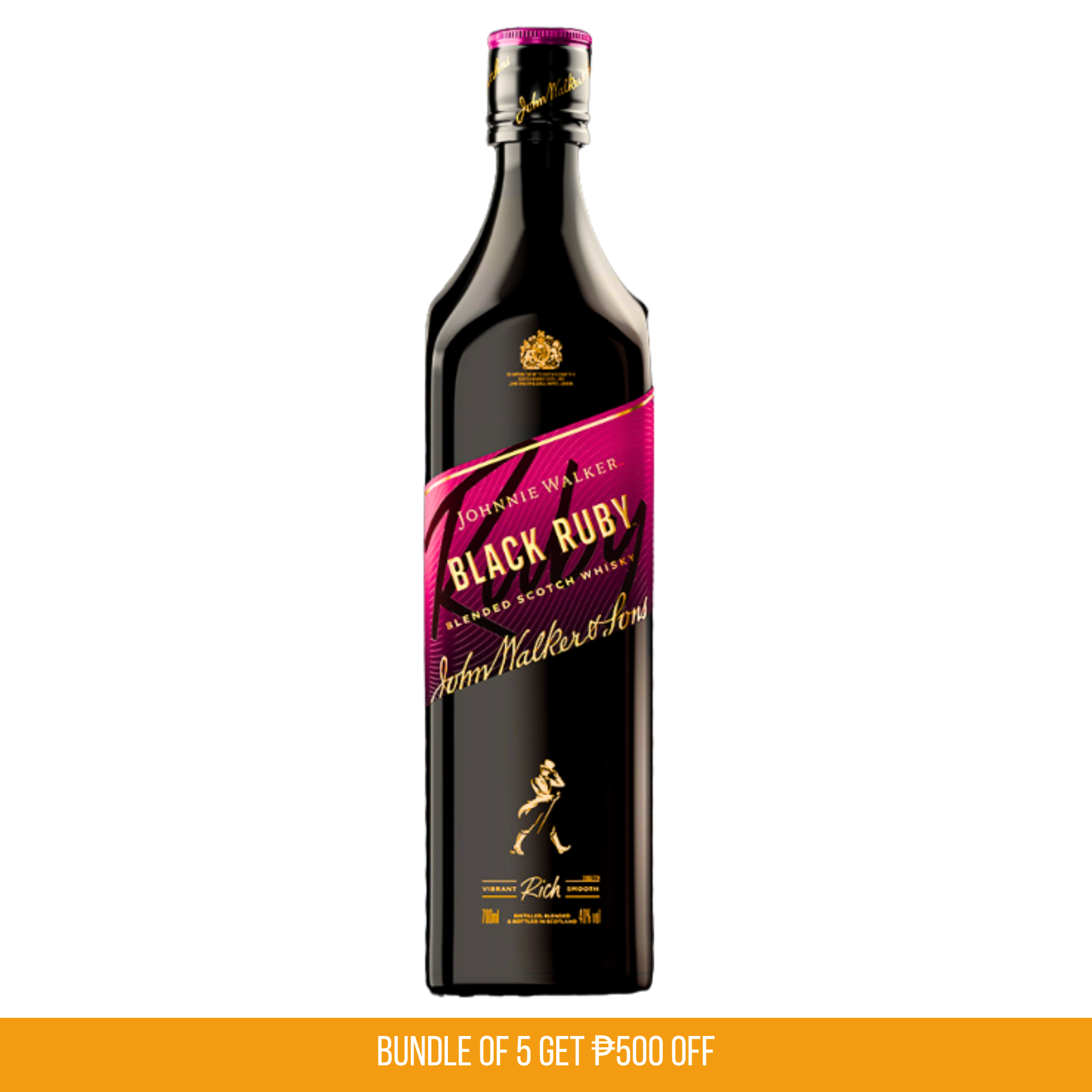 Johnnie Walker Black Ruby Blended Scotch Whisky 700ml Bundle – Buy 5 Get 500 OFF