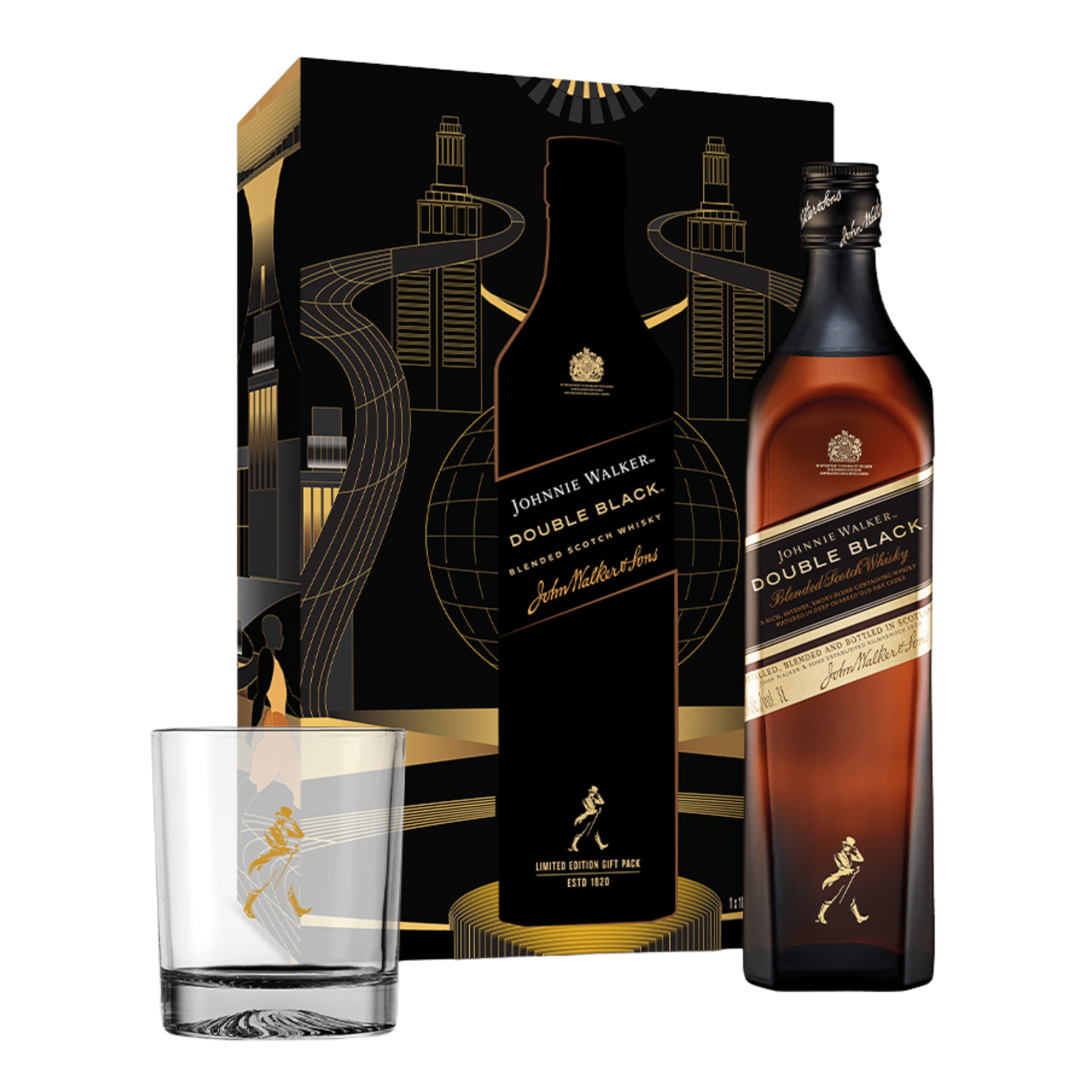 Johnnie Walker Double Black 1L Rock Glass Pack