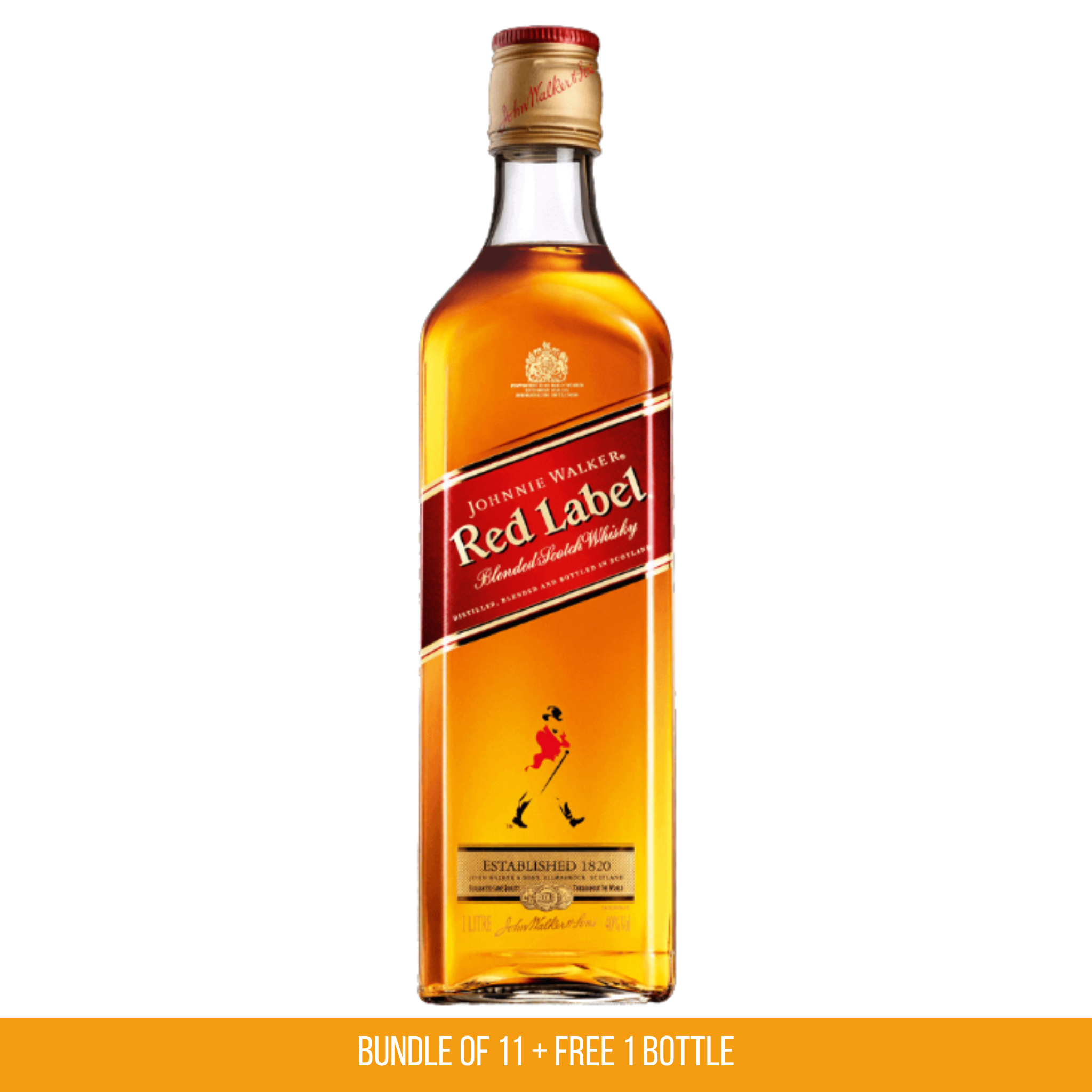 Johnnie Walker Red Label Blended Scotch Whisky 1L Bundle of 11 + Free 1 Bottle