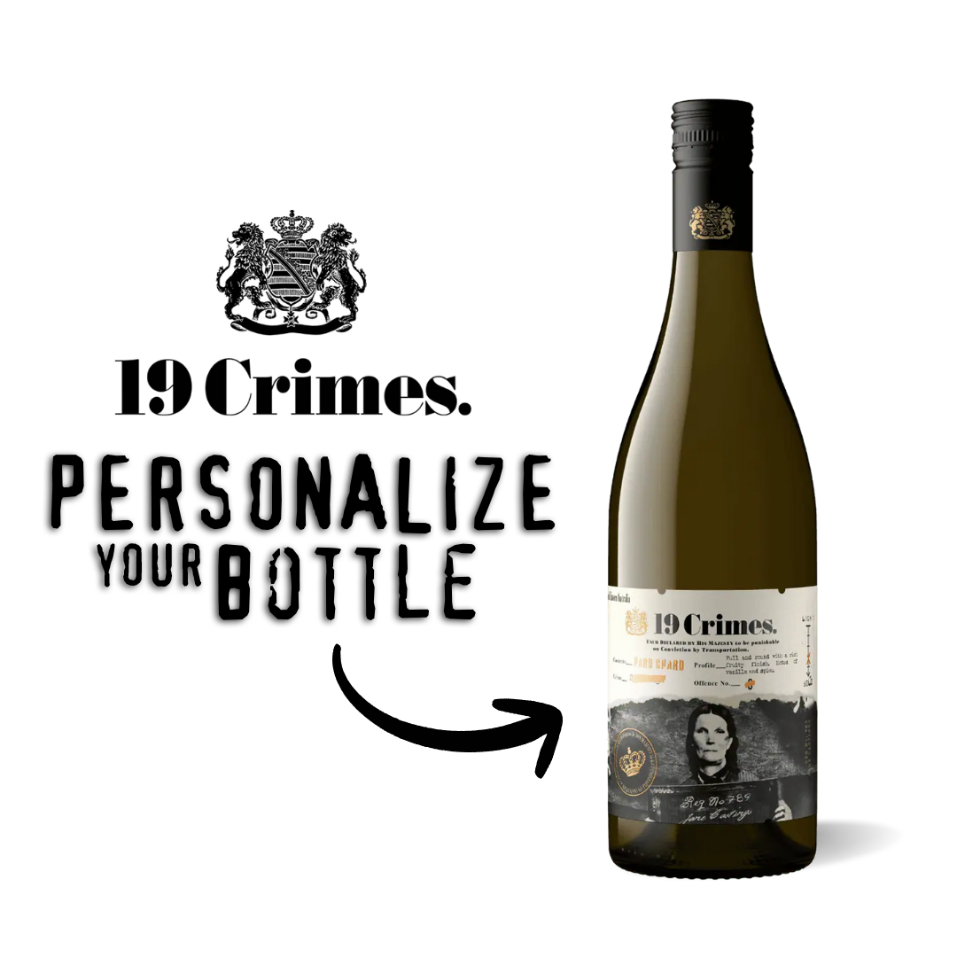 19 Crimes Hard Chardonnay Australian White Wine 750ml Personalized Bottle