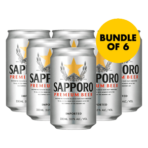 Sapporo 330ml Can Bundle of 6 at ₱594.00 | Boozy.ph