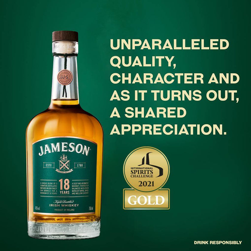 Jameson 18yo Blended Irish Whiskey 700ml at ₱10499.00 | Whisky | Boozy.ph