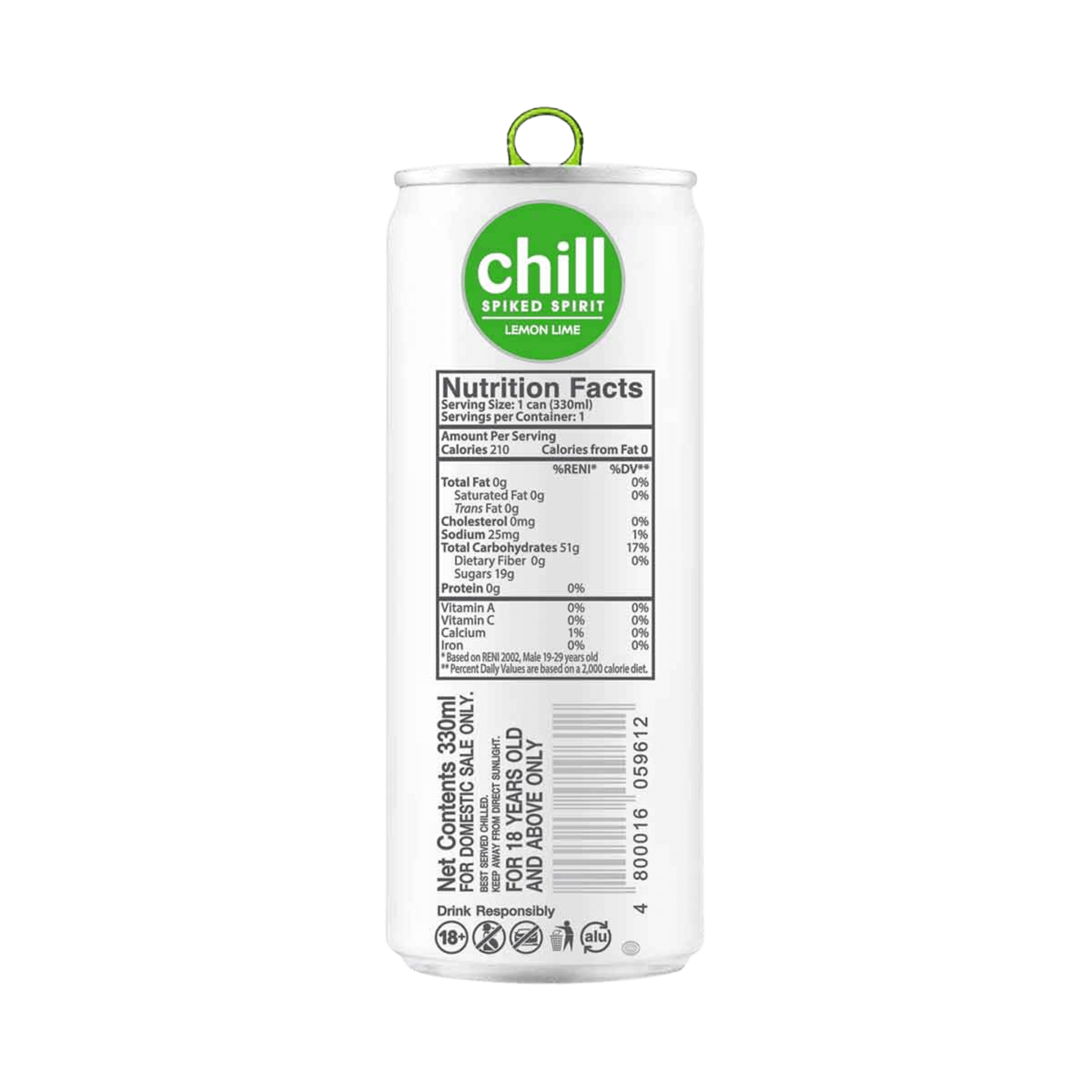 Chill Spiked Spirit Lemon Lime 330ml at ₱65.00 | Boozy.ph