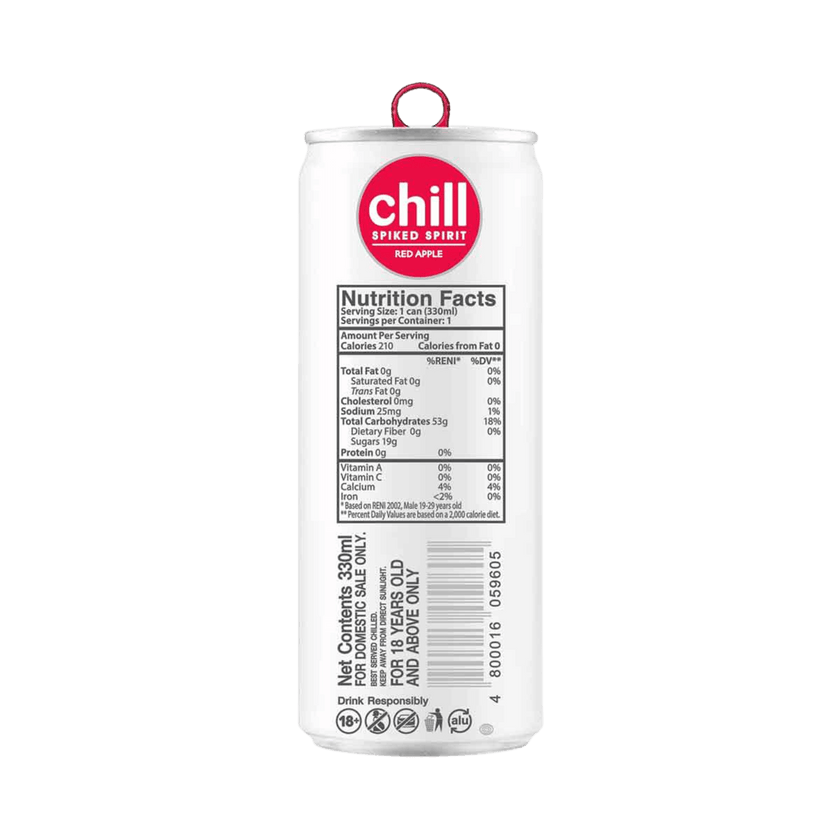 Chill Spiked Spirit Red Apple 330ml at ₱65.00 | RTD | Boozy.ph