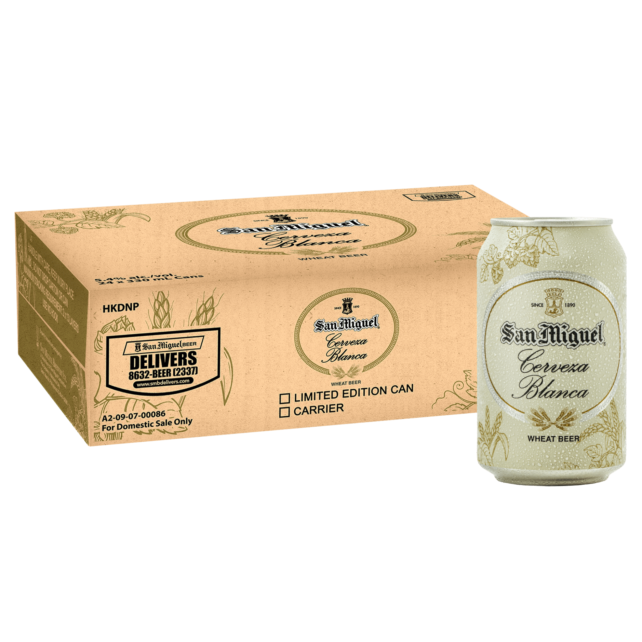 San Miguel Cerveza Blanca 330ml Can Case of 24 at ₱2040.00